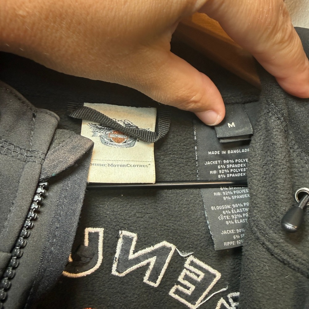 Harley Davidson Women's Black Softshell Hooded Jacket Embroidered Logo Medium - Picture 4 of 10
